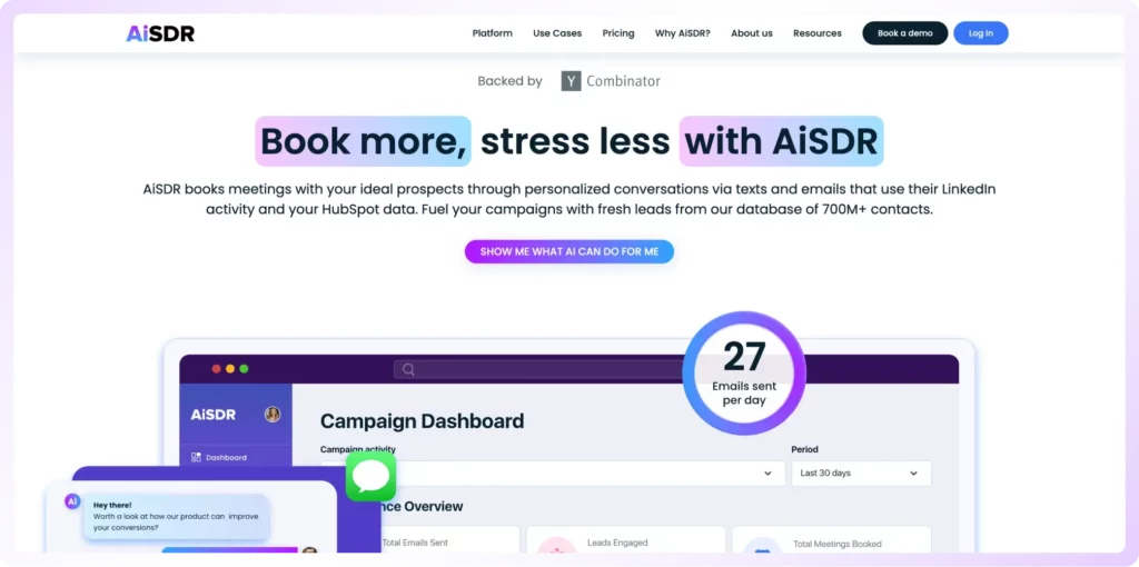 AiSDR landing page 