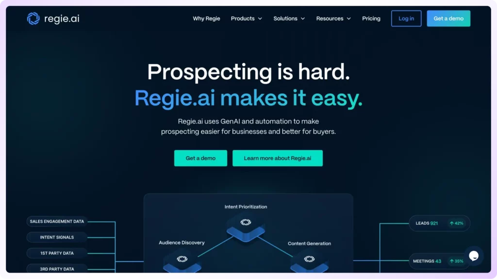 regie.ai landing page 