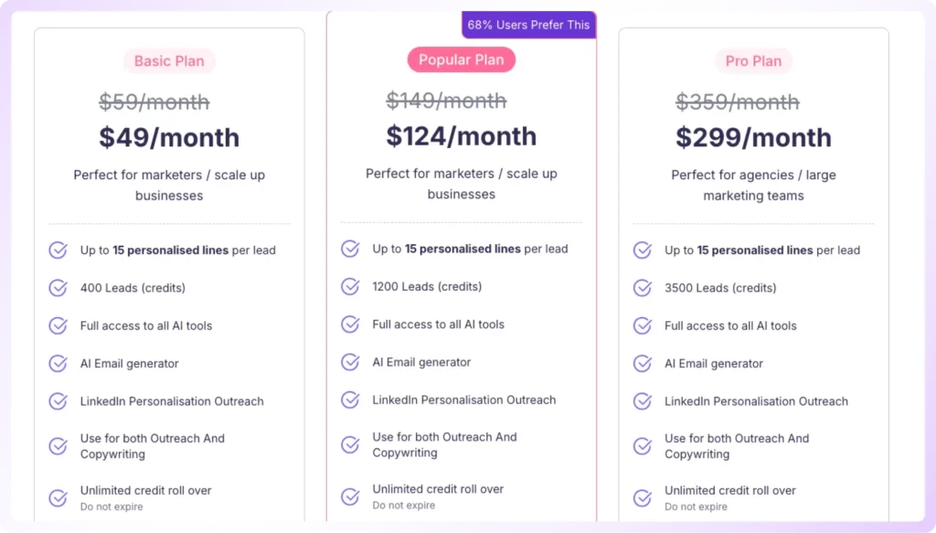  Smartwriter AI pricing page