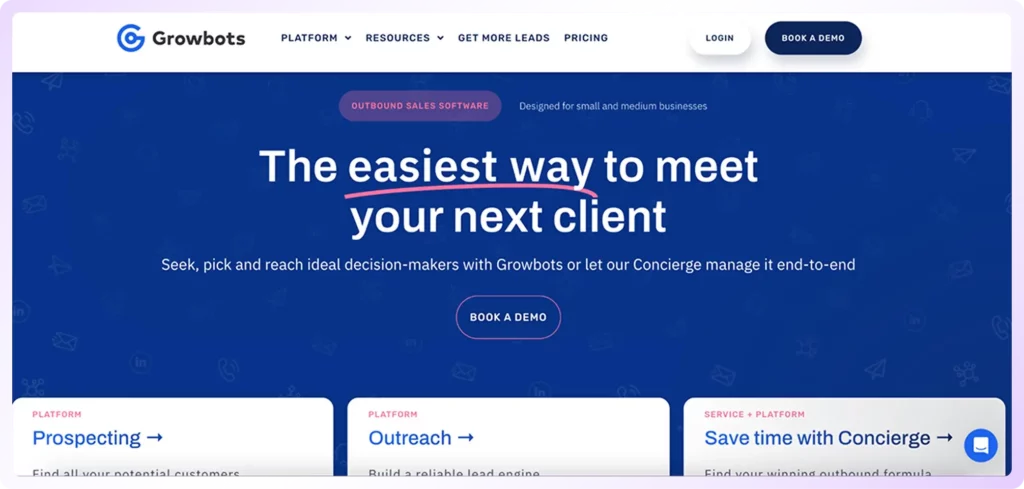 Growbots landing page